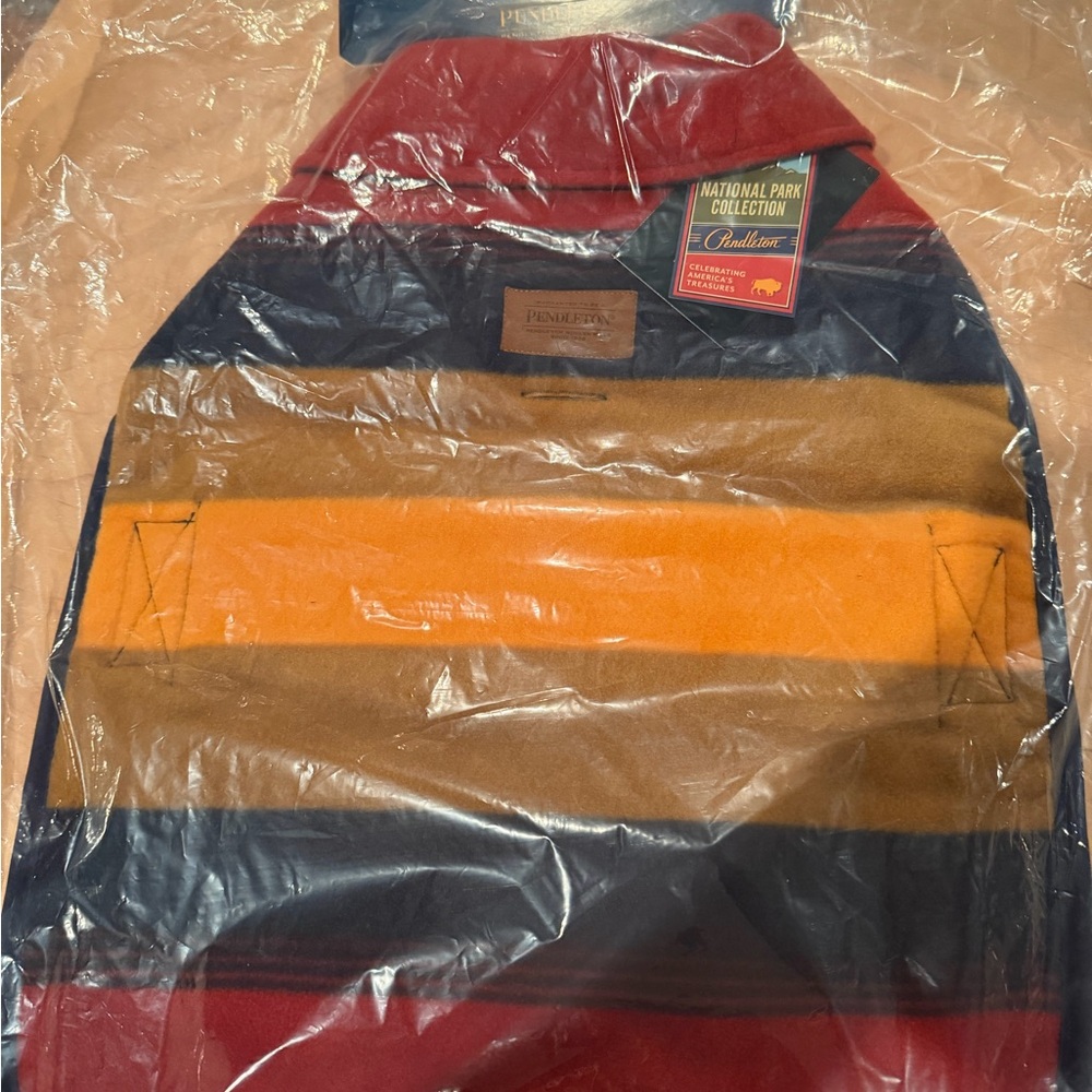Pendleton Red and Blue Woolen Fabric Dog Jacket Unopened